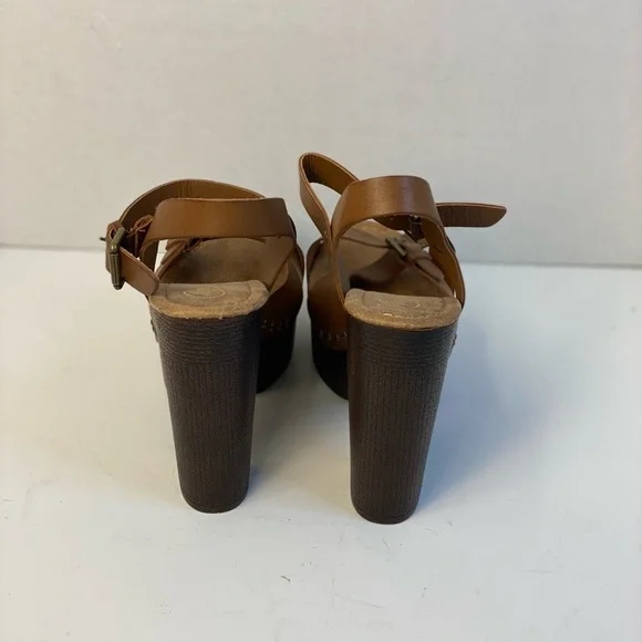 Candie's Brown Platform Shoes with Criss-Cross Straps Vintage - Picture 4 of 15